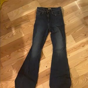 Mother slim fit wide leg stretch jeans